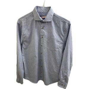 Johnnie O Shirt Men's M Blue Long Sleeve Button Up Micro Print Lightweight